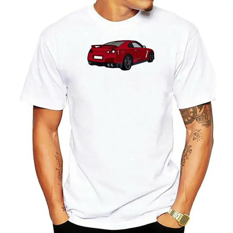 Title: Nissan GTR Red Car Back at Angle -T-shirt for present - full colour print high quality MUF-12126 men t shirt