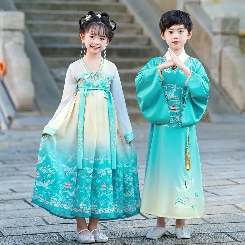 전통 중국 빈티지 의류 어린이 소년 소녀 한복 드레스 탕복 할로윈 코스프레 의상 공연 의류