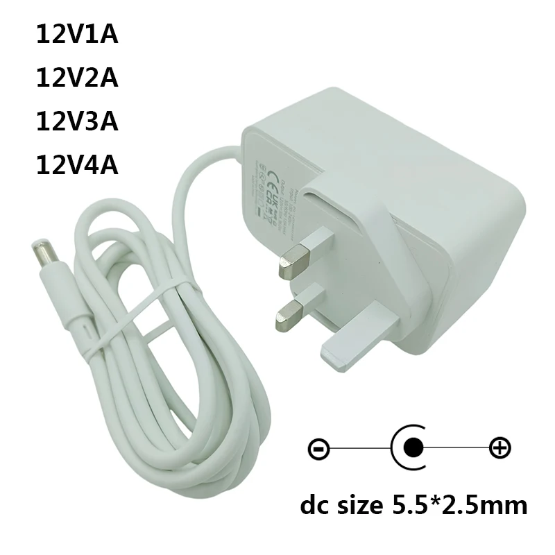 12V White DC Power Supply UK Plug White Source 1A 2A 3A 4A 12V 1 Amp Power Supply White 12V UK Power Supply DC 12V 4A 12V 3A