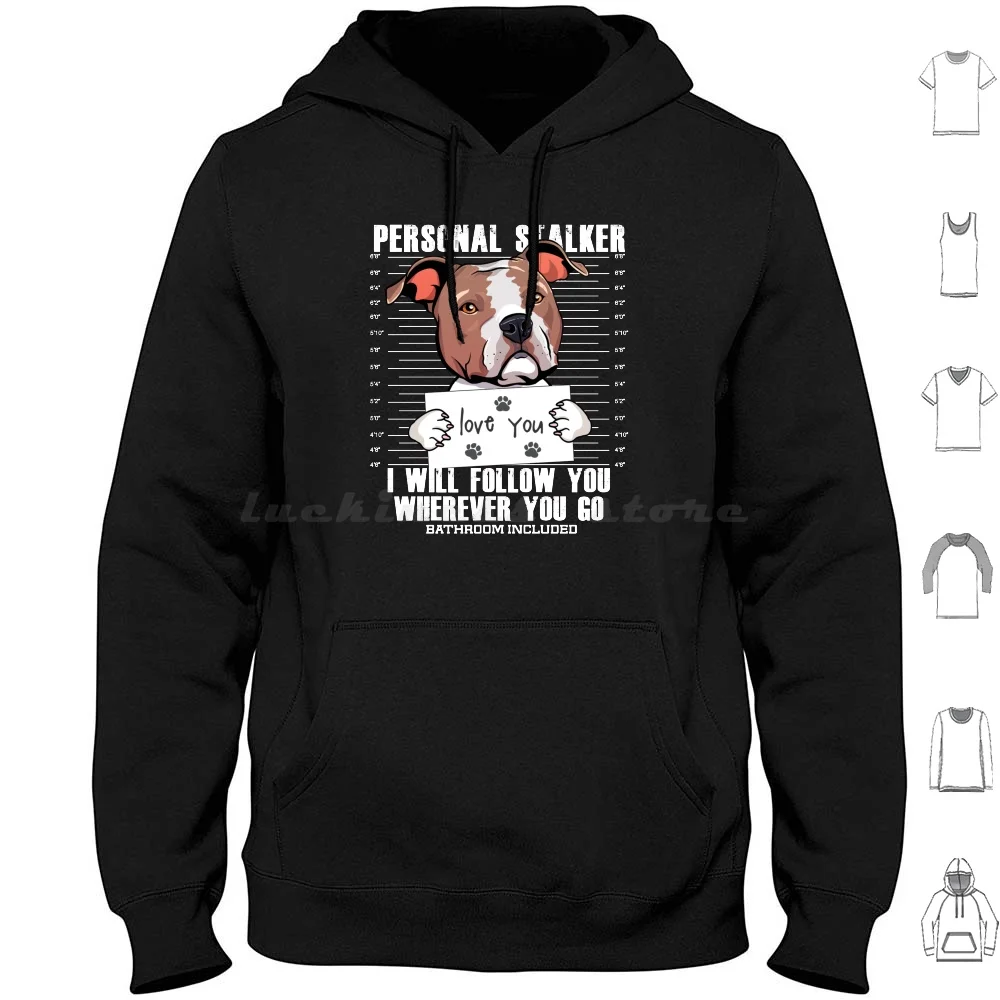 Funny American Terrier Dog Cartoon Hoodies Long Sleeve American Terrier Amstaff American Staffy American Terrier Dog