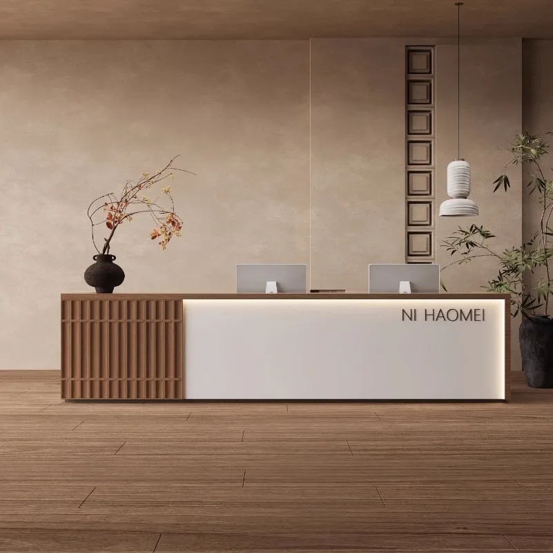 Multi-layered Retro Reception Desks Capacity Retro Simple Reception Desks Office Furniture Sportello Di Ricevimento ZY40JDT