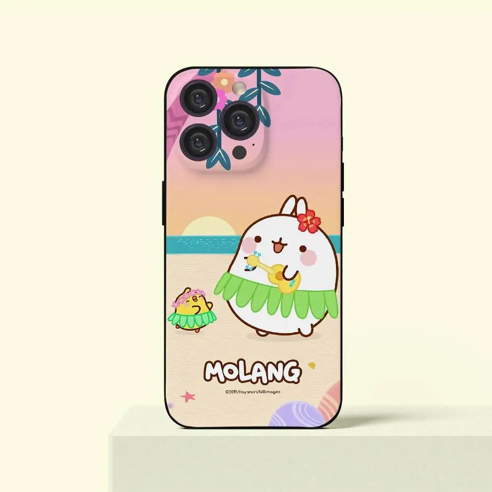 

Kawaii M-Molang Phone Case For IPhone 16 16e Plus Pro MAX15 14 13 12 11 XSmax Soft Black Case