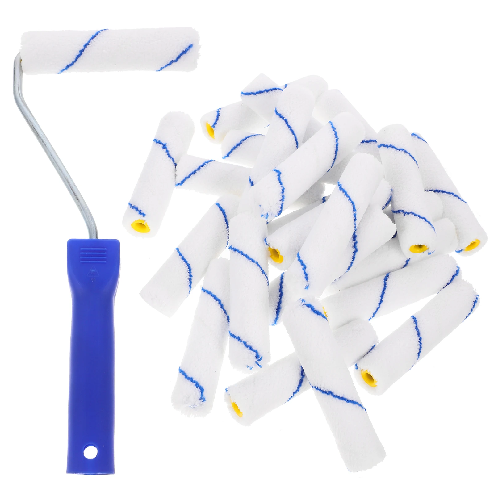 

1 set 4 Inch Blue Paint Roller Covers with Handle Soft Safe Excellent for Wall House Painting Replacement Sleeves