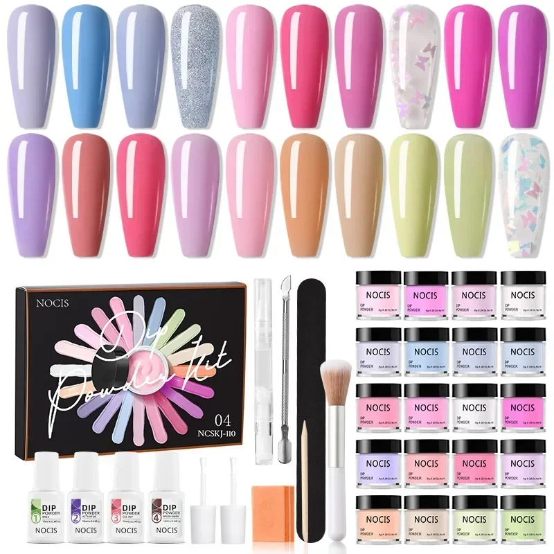 Icey Beauty 30pcs Dip Powder Nail Kit 20 Cores com Base Top Coat e Ativador para Francês Nail Art Manicure DIY Salon