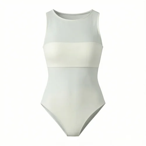 Imagen 2 del producto Mono de seda con malla y cuello redondo sin mangas, ajustado y sexy, con patchwork, de moda para mujer, novedad 2026