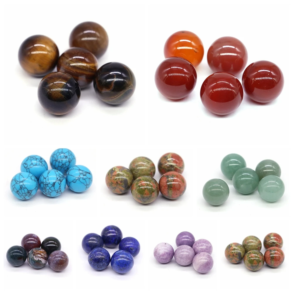 Boule ronde en pierre naturelle de 16mm, perles de guérison Reiki, Quartz, améthyste, Agate, spécimen minéral, Globe Chakra, décoration de la maison