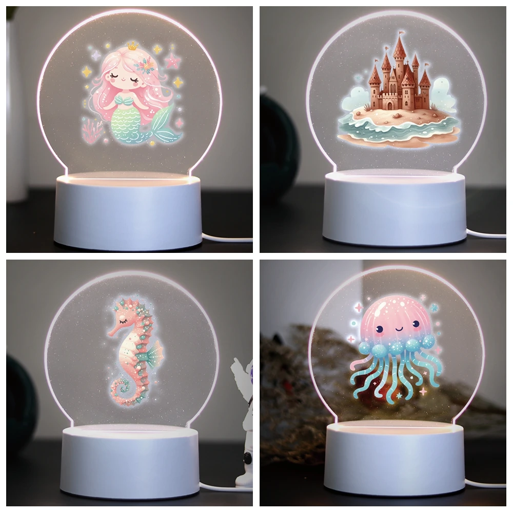 mermaid Children Bedroom Decor 3D Lamp For Home Room Decoration Nightlight 3D Led Night Light