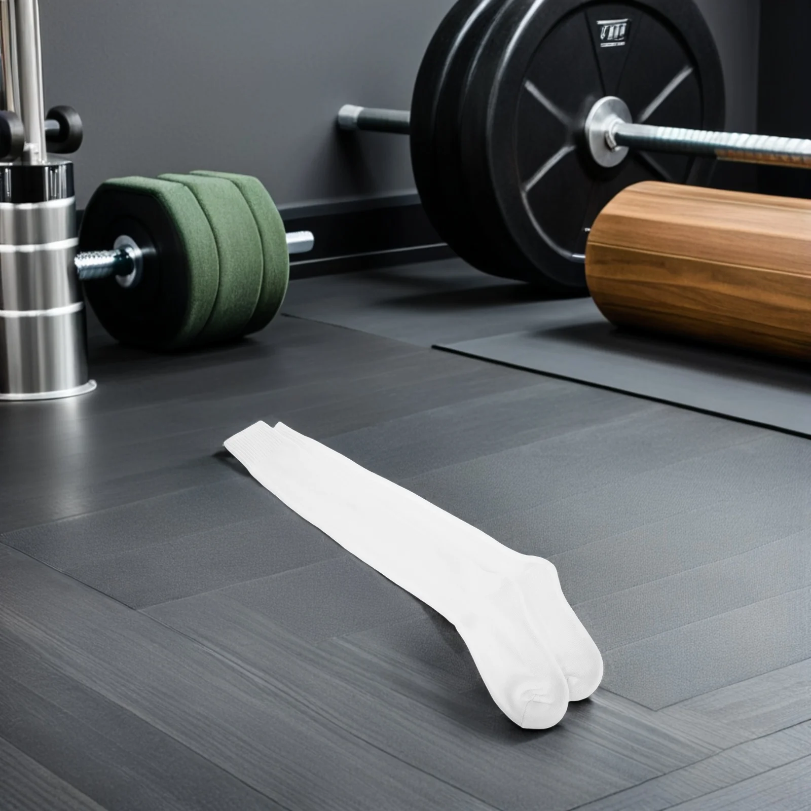 1 par de calcetines de esgrima hasta la rodilla de algodón blanco medias deportivas acolchadas transpirables para entrenamiento de competición