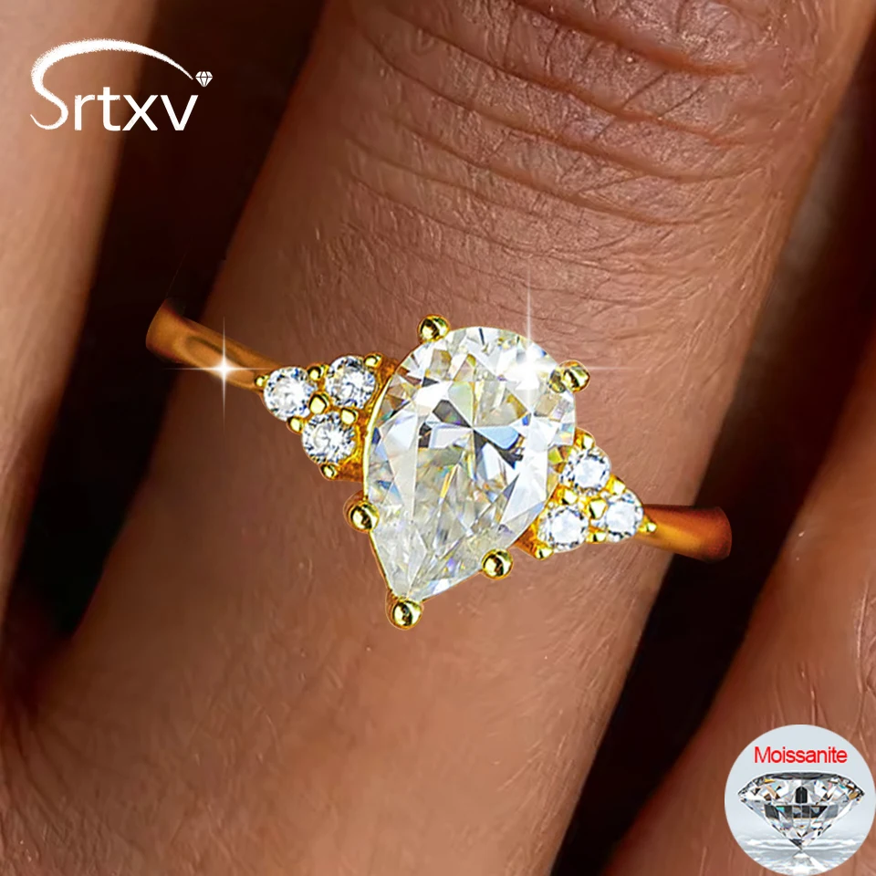 

Кольцо для помолвки с муассанитом 4 карата в форме капли, цвет D, серебро S925, грушевидная огранка, обручальное кольцо, ювелирное украшение для невесты