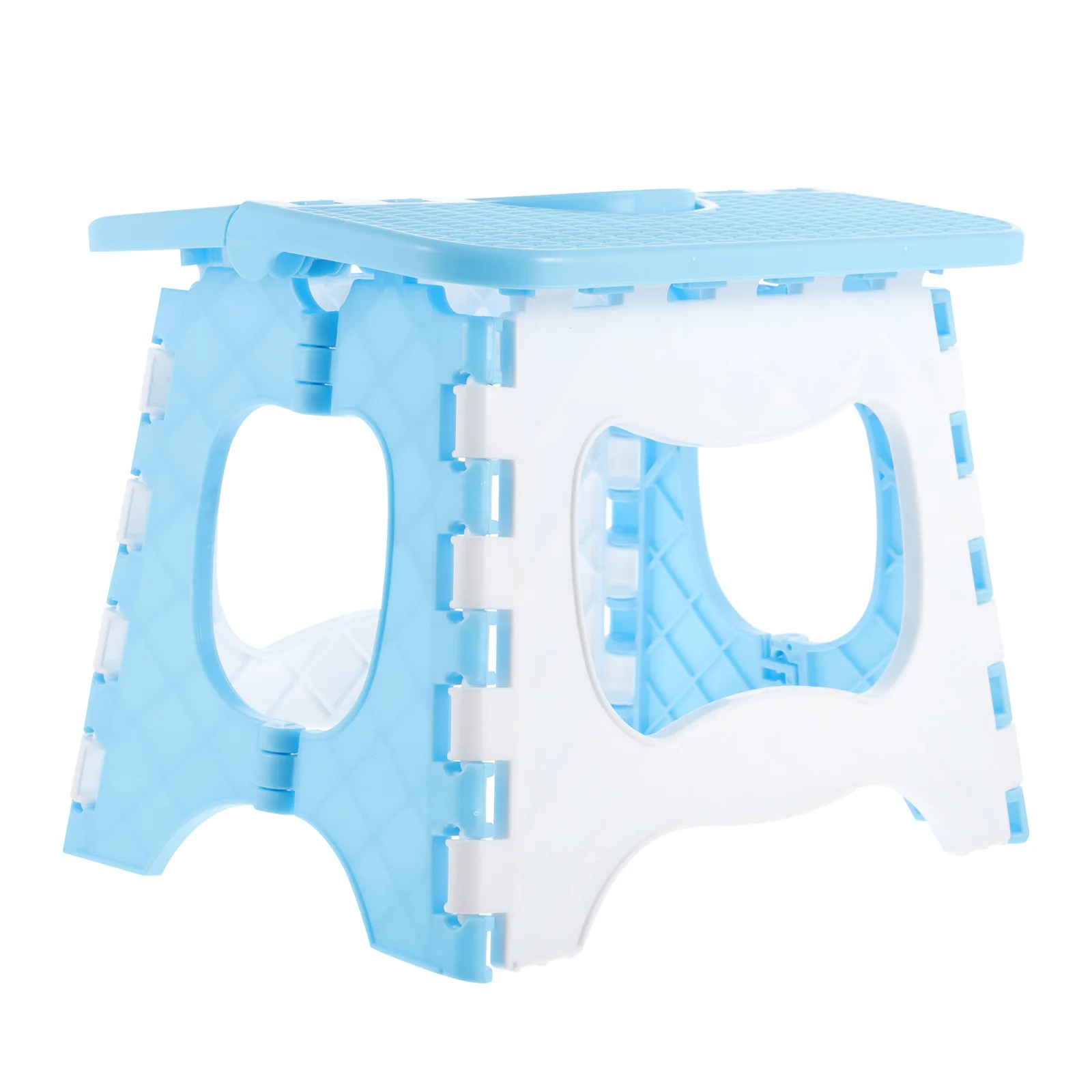 

Portable Folding Stool Collapsible Blue Plastic Chair Outdoor Foldable Step Stool Ergonomic Handle Strong Load Kitchen Bathroom