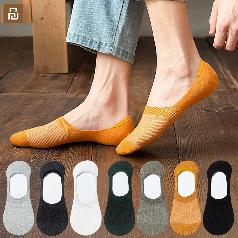 New Youpin 5 Pairs Women Cotton Invisible No Show Socks Non-slip Summer Solid Color Short Socks Fashion Ankle Thin Slipper Sock