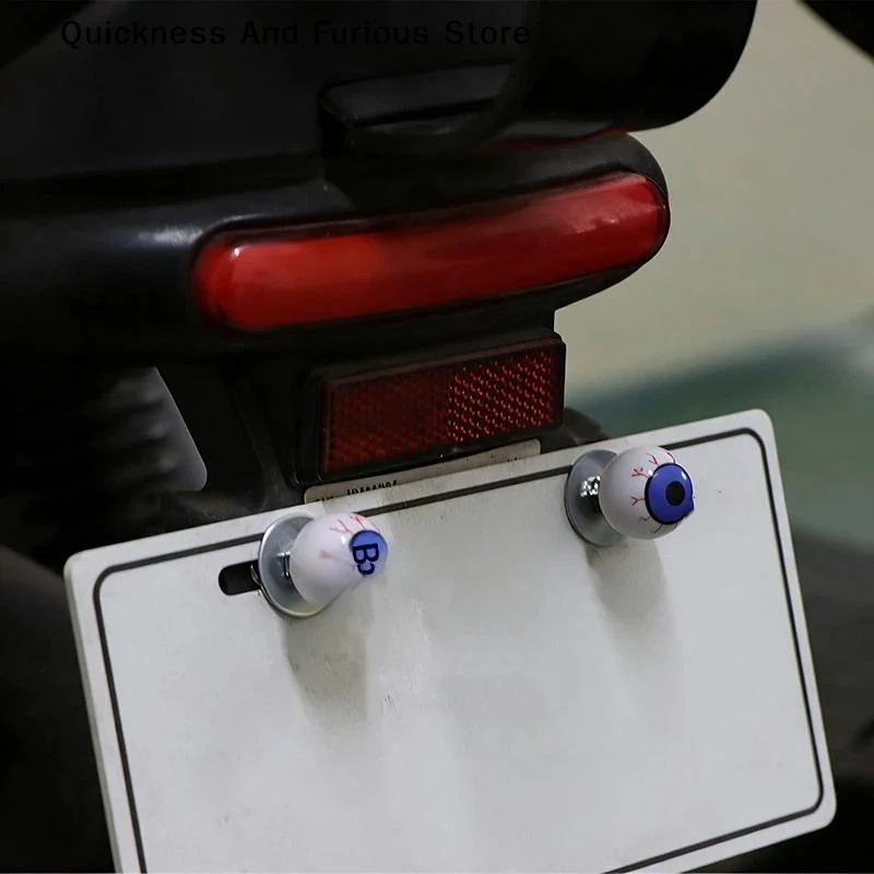 【MO】4Pcs DIY Decoration Motorcycle Bike Plastic Eyeball Football Pentagram License Plate Bolt On Screw On Frame Nut