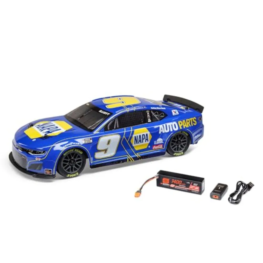 

1/12 NASCAR RC Race Car Chase Elliott No. 9 2025 NChevrolet ZL1 2S AWD Brushed On-Road Battery Charger Included Blue LOS1122509