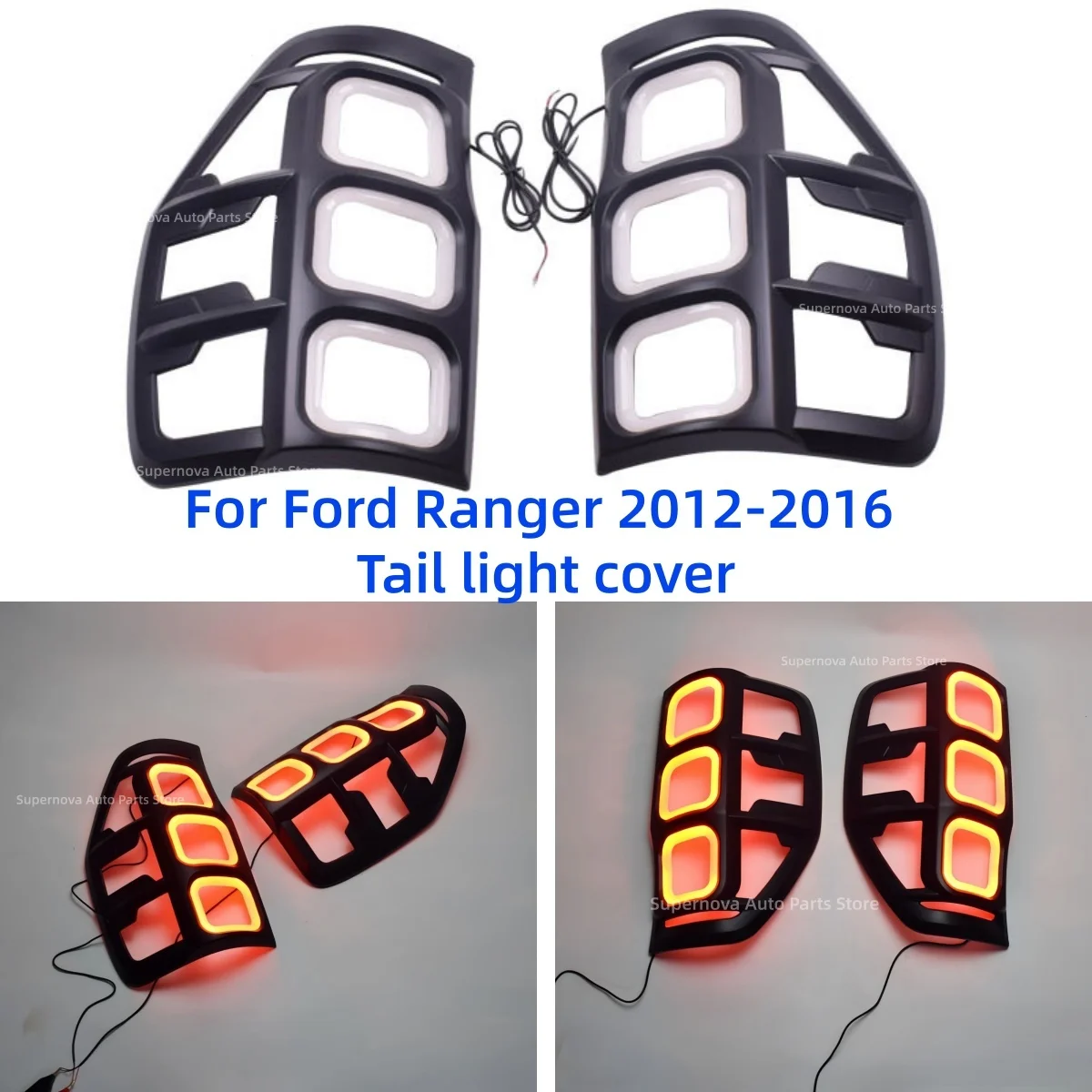 Fit for Ford Ranger 2012-2016 Matte black style Tail light cover Tail light frame Decorative cover Automobile parts Modification