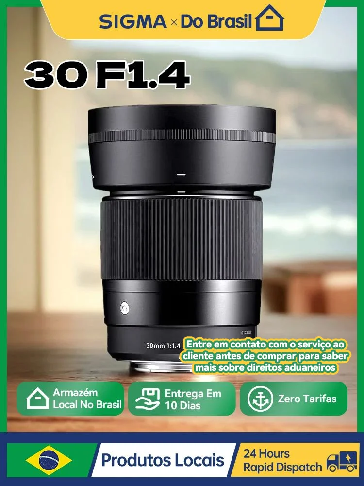 【Doe Brasil �� Sigma 30Mm F1.4 Dc Dn APS-C Primaire Groothoek Spiegelloze Cameralens Voor Canon Sony Zve10 Nikon Z30 Fujifilm 30 1.4