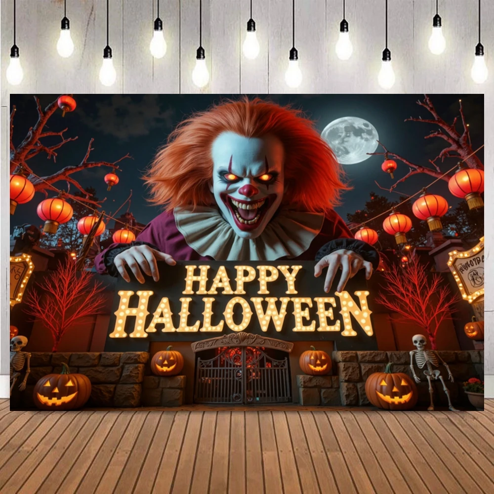 

Scary Forest Circus Tent Backdrop Spooky Old Mansion Creepy Trees Bats Horror Halloween Party Decor Background Photography Props