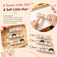 Cute Cat Relax Button Keycap, Kawaii Cat 4-Key Keyboard Fidget Toy for Friends Gift, Portable Fidget Keychain Fashion Bag Charm 3