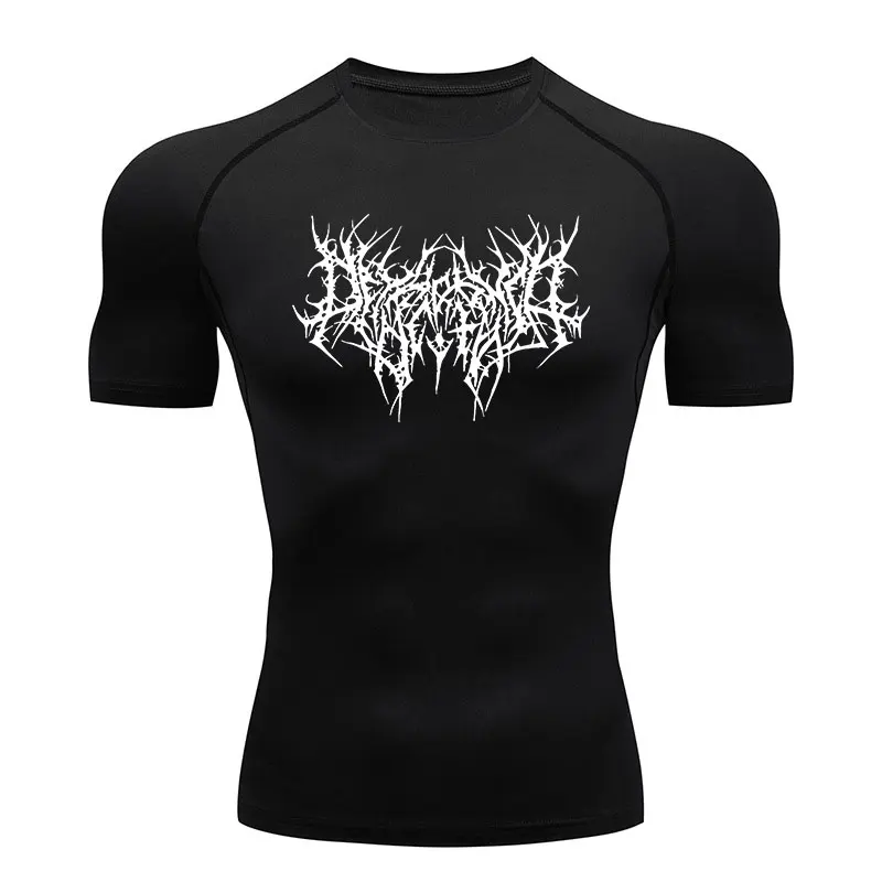 Y2k camisa de compressão masculina fitness ginásio esqueleto