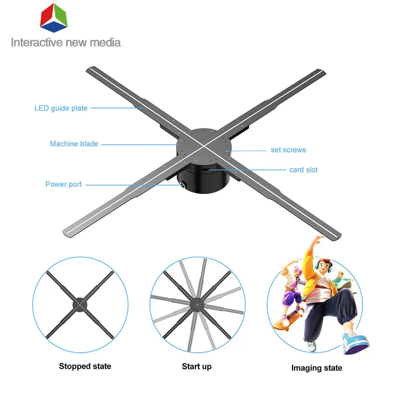 50cm Naked Eye 3D Holographic Display Fan Device With Four Blades Indoor/Outdoor OEM 576x576 Resolution App/Remote Control