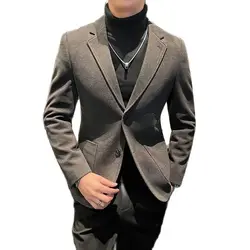 Blazer Masculino Men's Fashion Business Solid Color Professional Wear Casual Gentleman Blazer Hombre Handsome Wedding Blazers