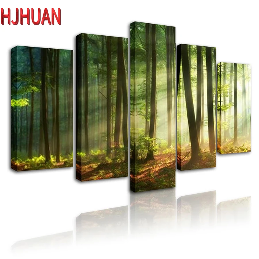 

5 пас 3d кристалл круглая алмазная живопись лес, солнечный свет DIY мозаика алмазная живопись вышивка домашний декор алмазная мозаика подарок ar