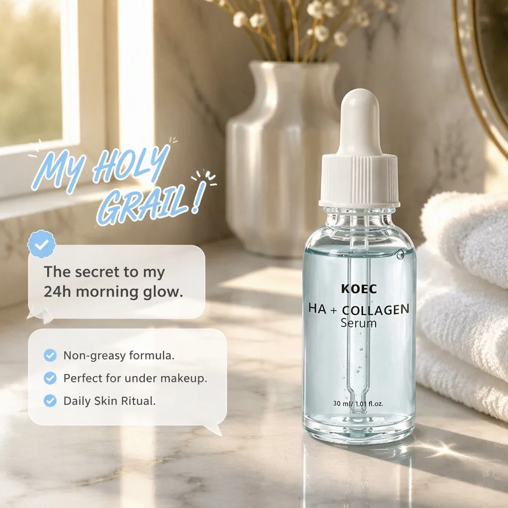 Hyaluronic Acid + Collagen Face Serum 30ml Premium Gift Box Packaging Hydrating Firming Eco-Friendly Skincare