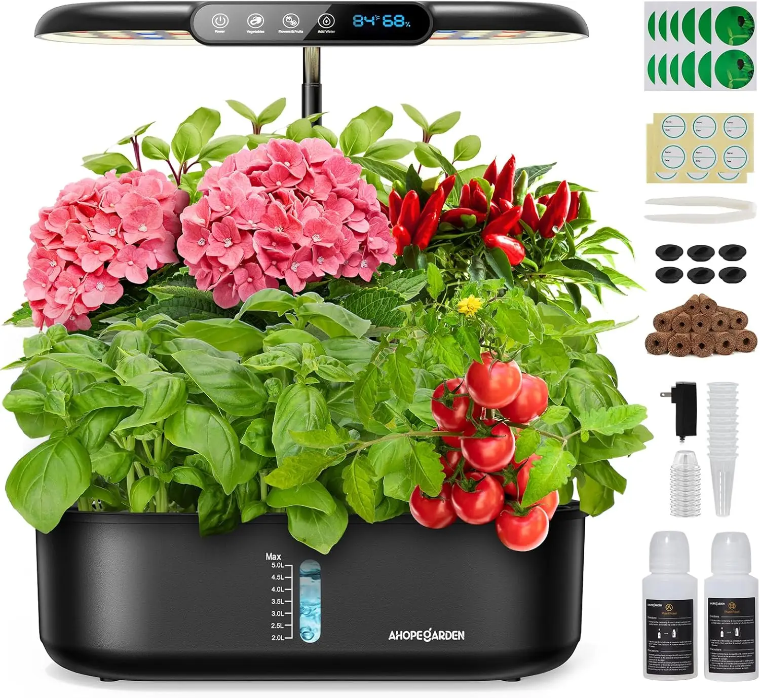 

Hydroponics Growing System Kit: Indoor Herb Garden with 12 Pods, LCD Display, LED Grow Light, Smart Temp & Humidity Detection