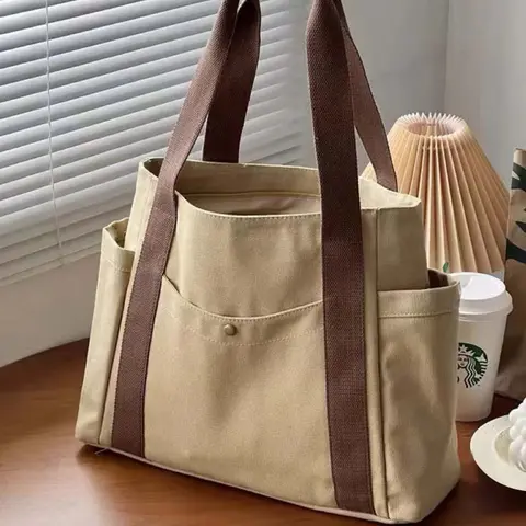 Lejonkungen tygväska i canvas, handväska för arbete, pendlarväska, universitetsstil, studentkläder, bok, axelväska, shoppingväska 8 best sales lejonväska - №3