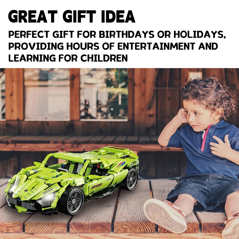 Conjunto de blocos de construção de carro de corrida, conjunto de construção de carro esportivo colecionável, modelo de carro de brinquedo para meninos e meninas de 6 anos ou mais