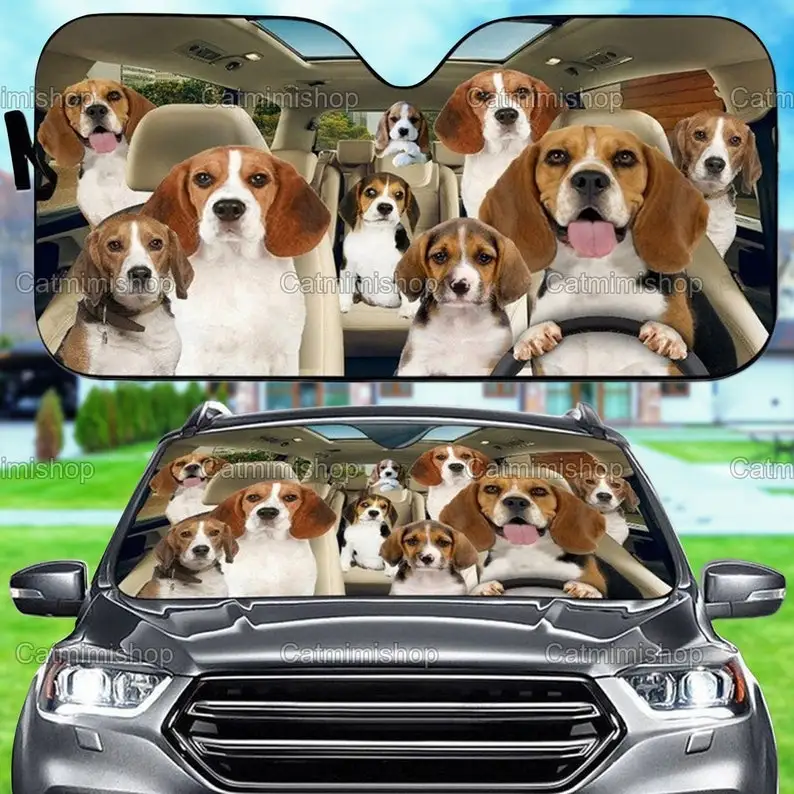 

Beagle Family Car Sun Shade, Beagle Auto Sun Shade, Sunshade Car Windshield, Beagle Car Accessory Women, Gifts For Him LNG182202