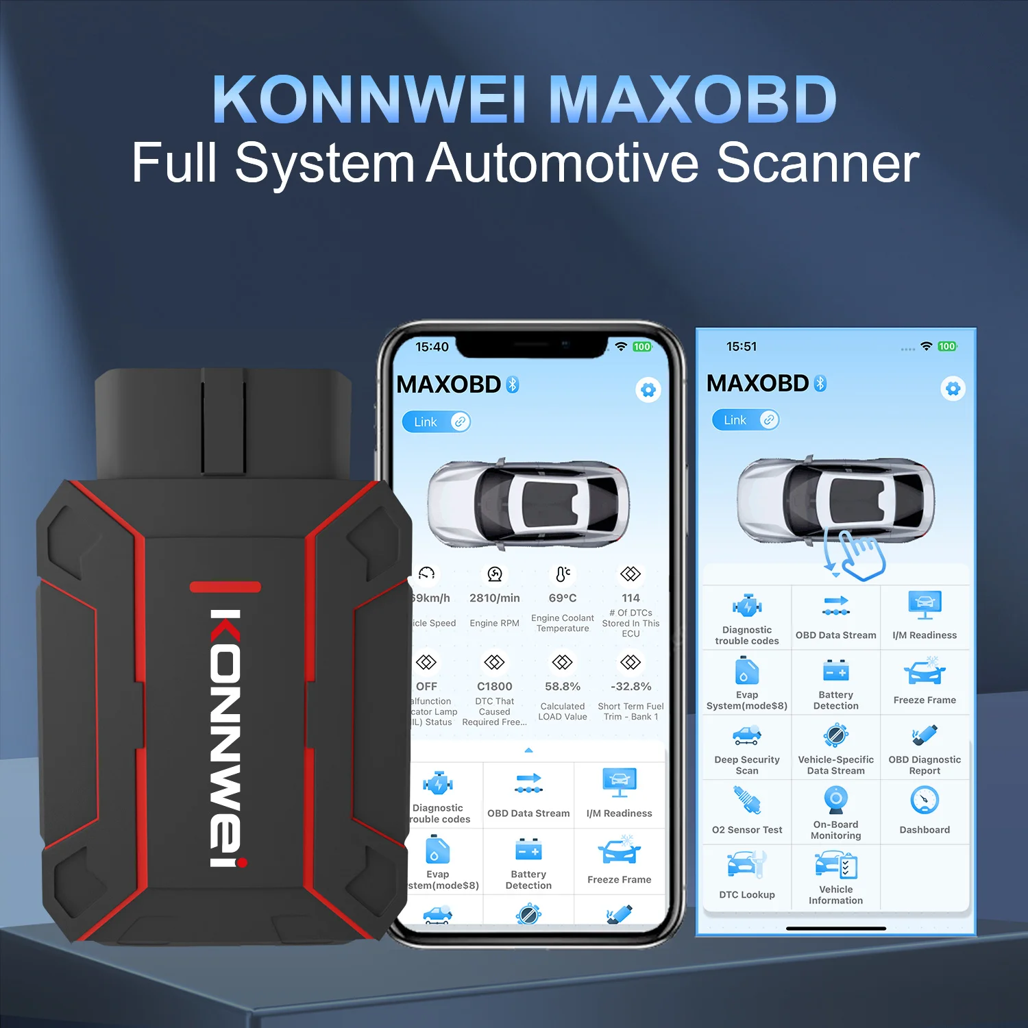 Bluetooth OBD car detector, whole vehicle fault diagnosis instrument decoder, car OBD car fault diagnosis instrument
