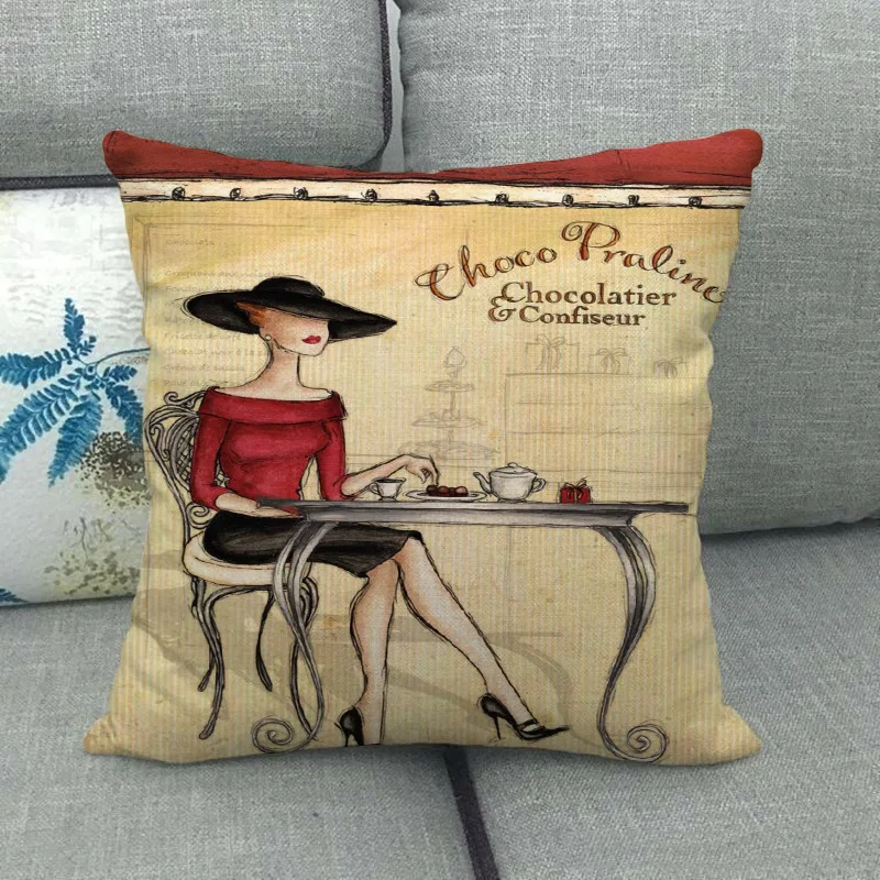 Fashionable stylish lady Digital printing short plush pillow covers decorative for car sofa office cushion cover home goods