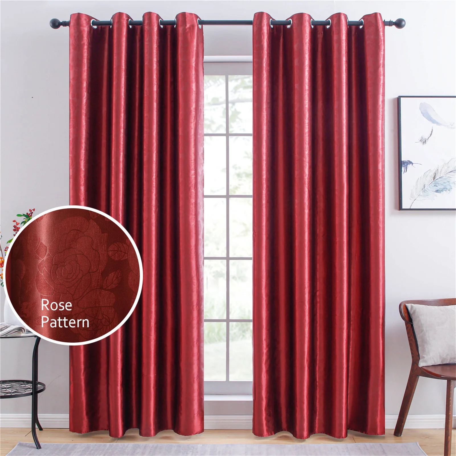 

European and American classic blackout curtain rose pattern print jacquard living room bedroom blackout curtain