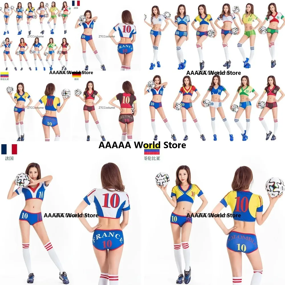 

Sexy Cheerleader Costume Football Jersey Top and Short Set Women Girls Cosplay Uniform