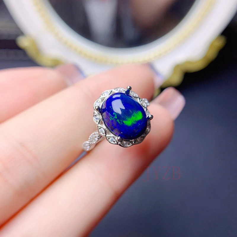 

New pure silver natural Opal ring Food ring rainbow ring design opening delicate light luxury accessories for women