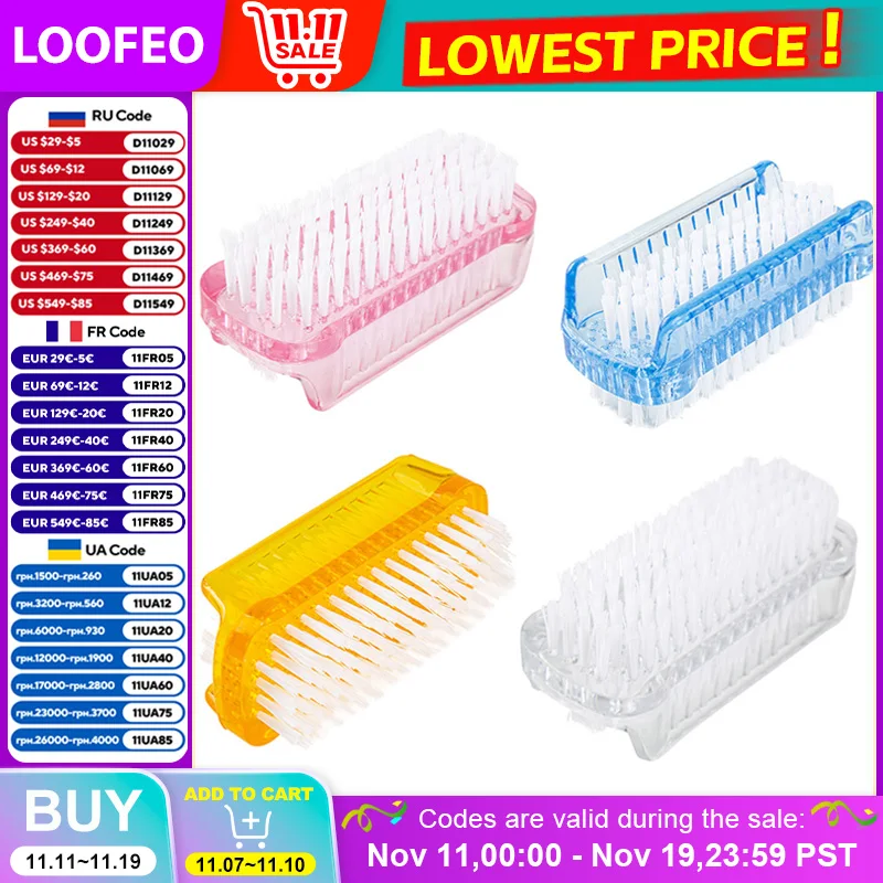 

10/20/30/50Pcs Plastic Nail Dust Powder Cleaning Brush Double Sided Hand Fingernail Toes Scrubbing Brush Cleaner Pedicure Scrub