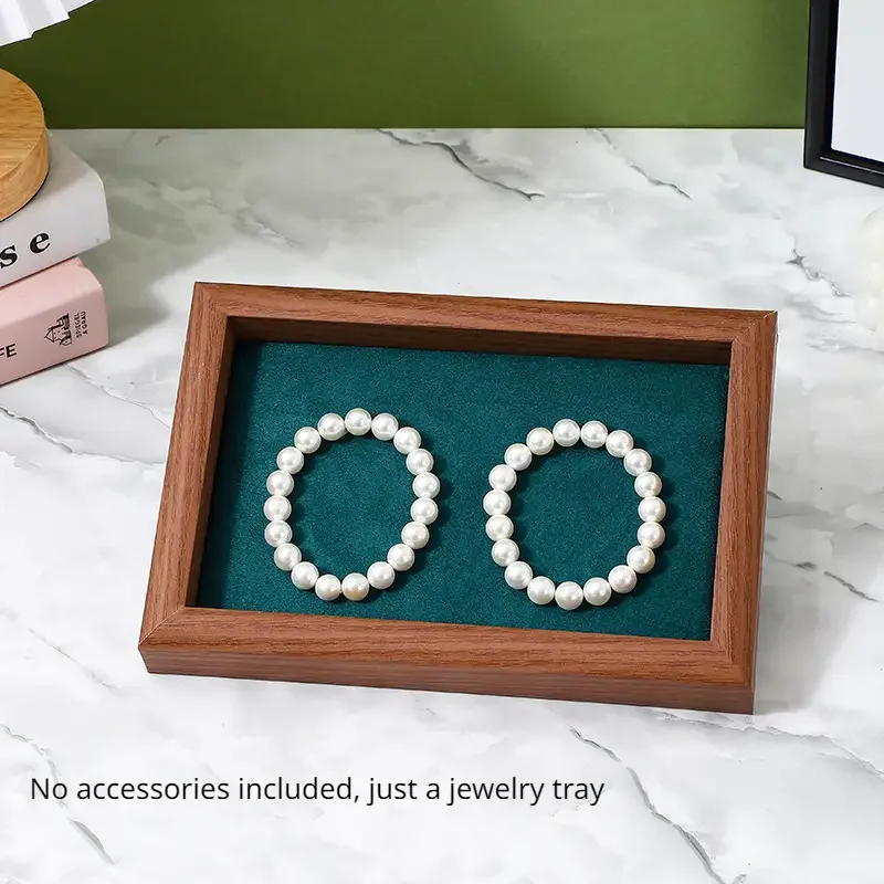 A walnut jewelry display tray with velvet pads, suitable for rings, earrings, studs, necklaces, bracelets, bracelets - elegant s