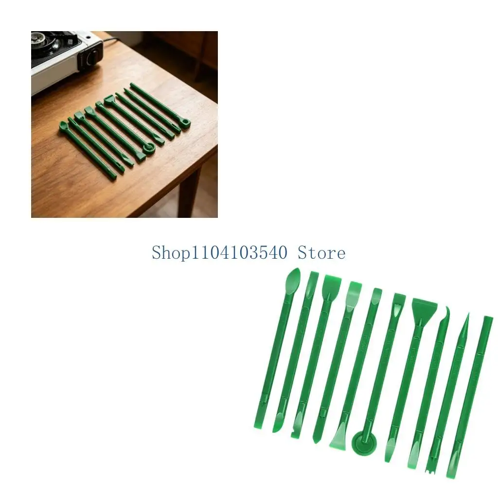 02DC Green Pry Tool Set Disassembly Tool For Safe Electronics Disassembly With Angled Flat Curved Heads For All Repair Needs