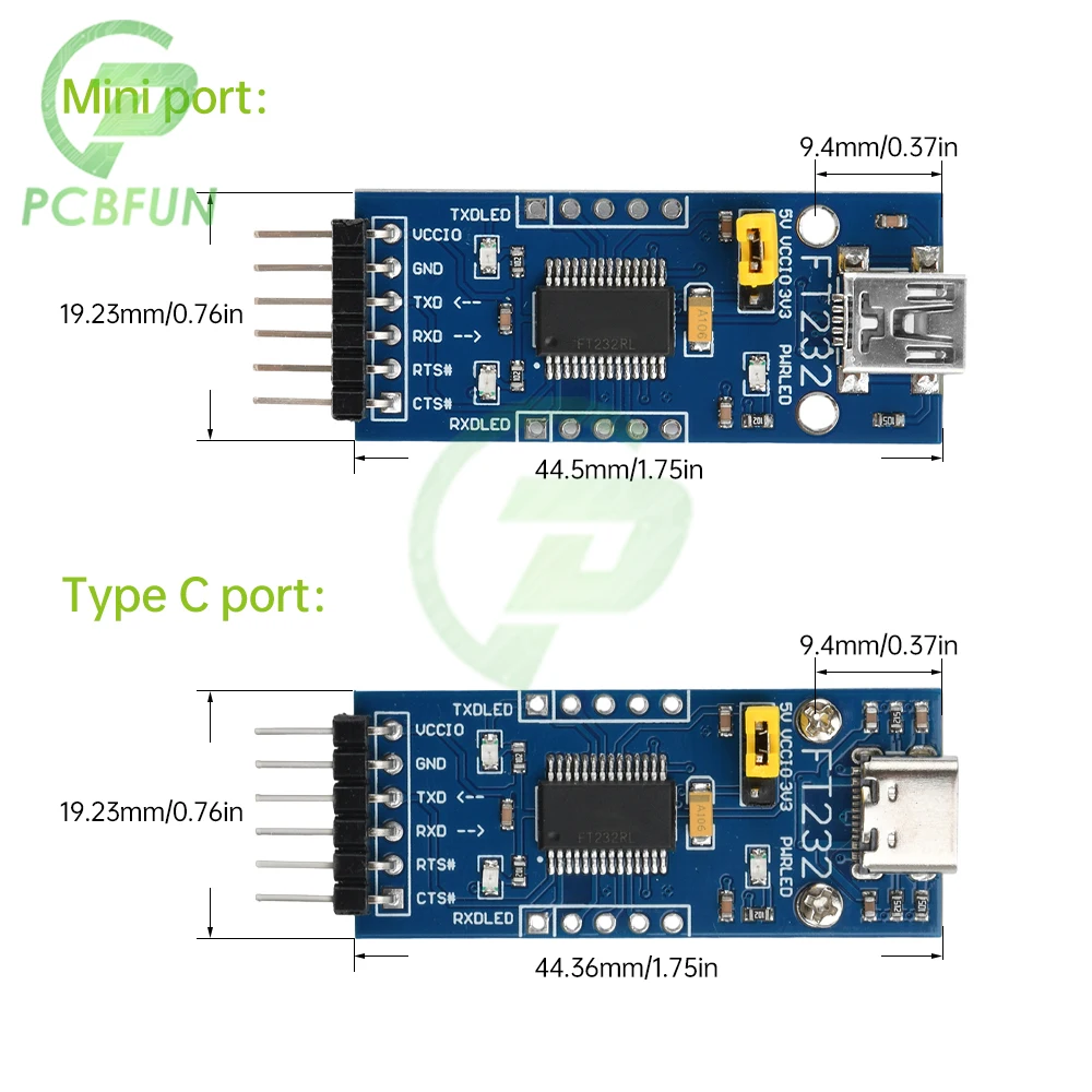 Seriële adaptermodule FT232RL FT232 FTDI USB 3,3 V 5,5 V naar TTL voor Arduino FT232 USB NAAR TTL 232 Micro USB/Mini/Type-C/Type-A USB