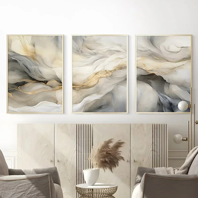 Nordic Abstract Marble Grain Flowers Landscape Wall Art Canvas Painting  Posters and Prints for Living Room Home Decor