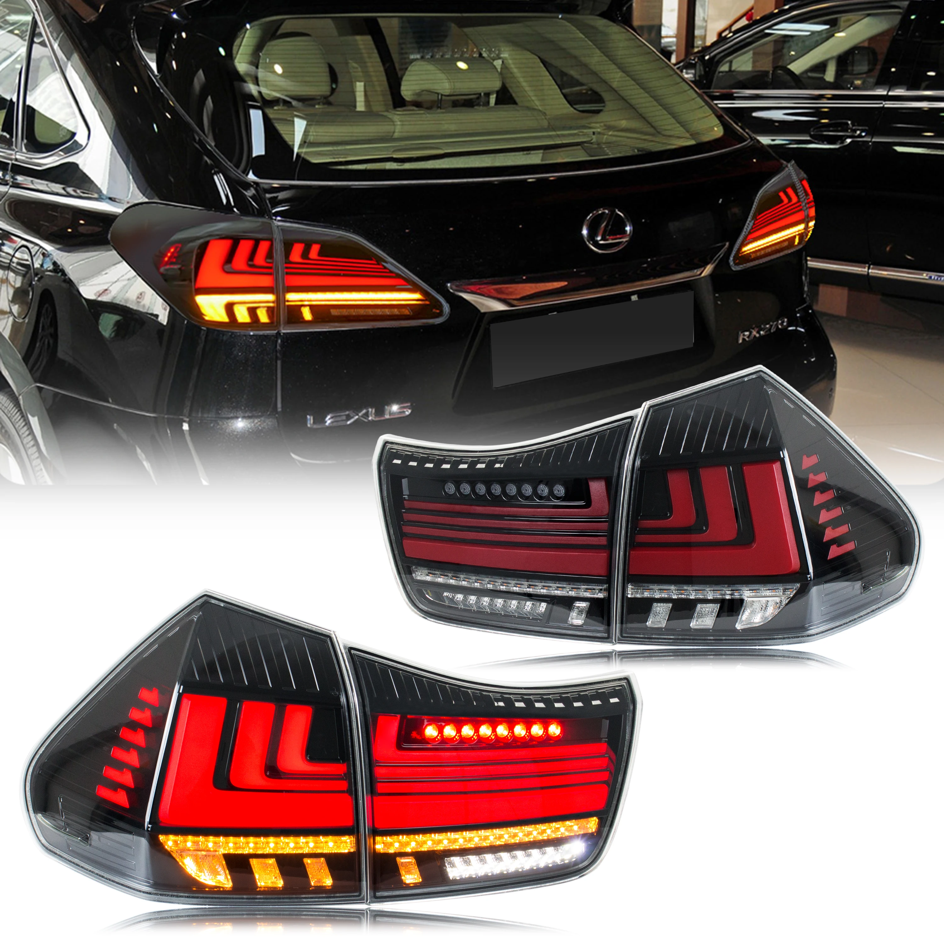 

LED Tail Lights for Lexus RX350 RX330 RX400h 2004-2009 2nd Gen Clear Rear Lamps Sequential Signal Start-up Animation Assembly