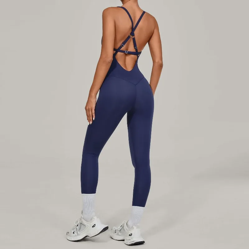 

Women's Sexy Yoga Jumpsuits Sports Fitness Cross Beauty Back One-Piece Hip-lifting Dance Gym Workout Outdoor Training Bodysuits