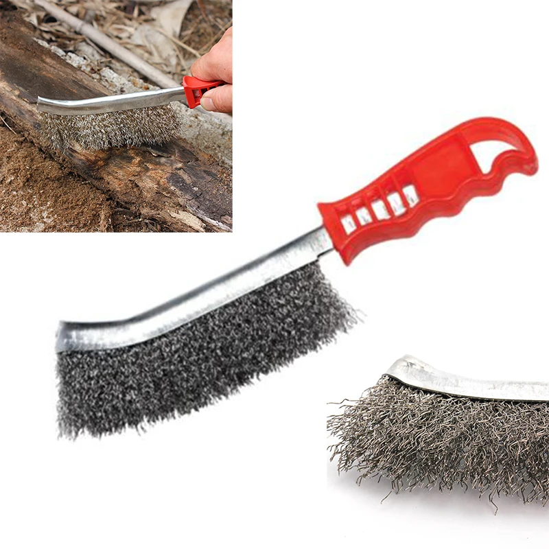 Stainless Steel Wire Brush Non-slip Easy Grip For Cleaning Metal Rust Removal Welding Seam Preparation