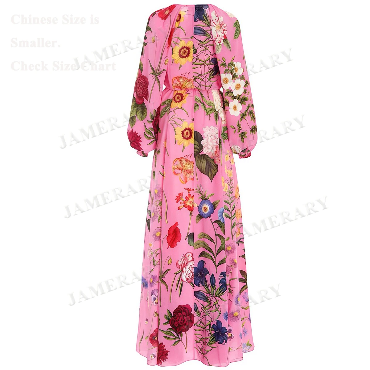 Elegant Autumn Long Sleeve Floral Maxi Dresses Women Single Breasted Belt Muslims Print Dress Female Prom Evening Vestidos