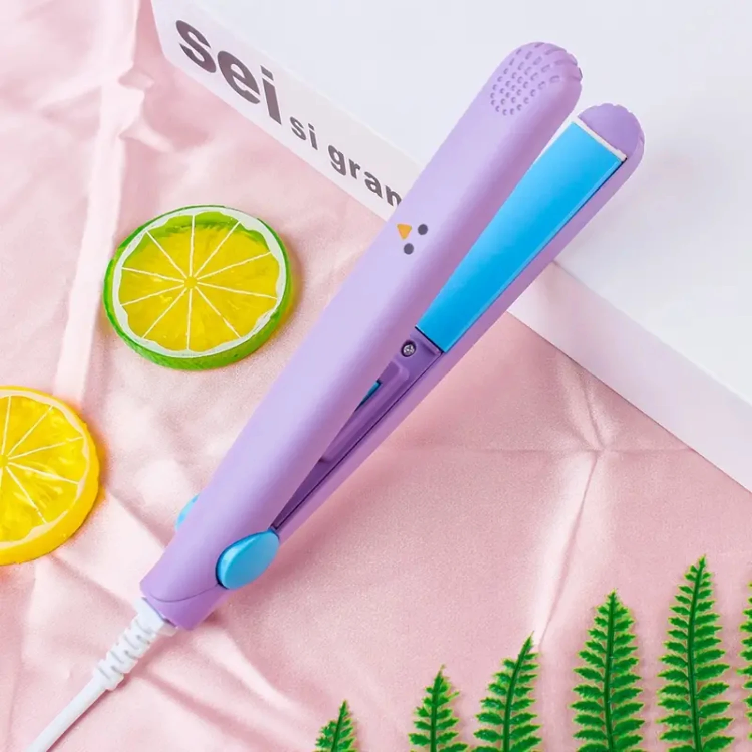 Compact and Effortless Portable Mini Ceramic Tourmaline Hair Straightener and Curler for On-the-Go Glamour - Stylish Dual Functi