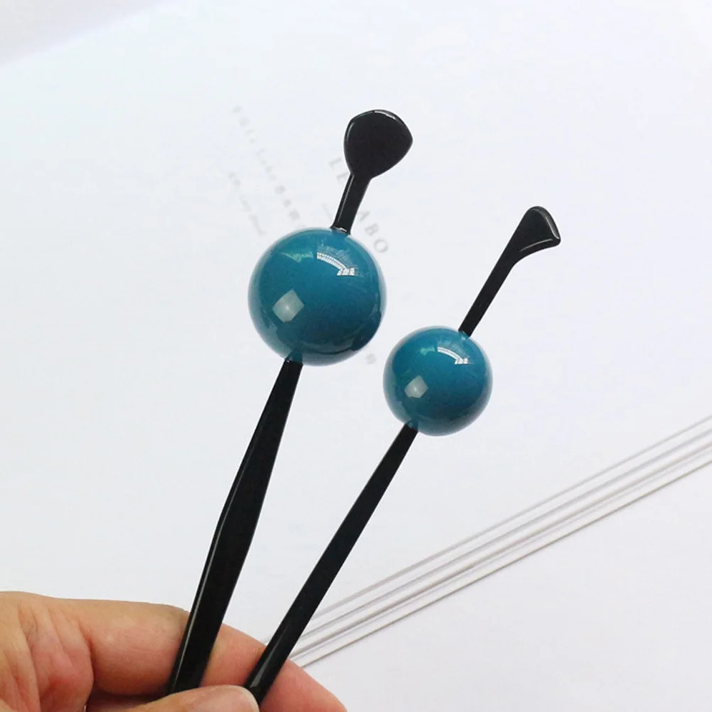 

2pcs Hairpin Bun Holder Colorful Stick For Long Fork Ball Clip Pin Oriental Style Hair Tool