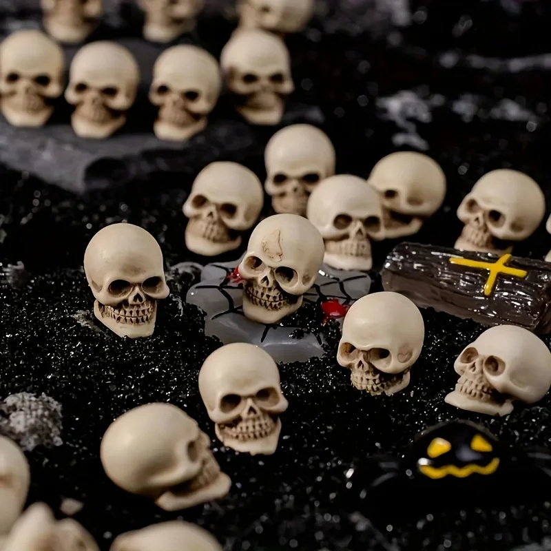 Mini Skull Sculptures - Realistic Human Bone Models,Gothic Skeleton Statues for Halloween, Day of the Dead & Easter Decorations