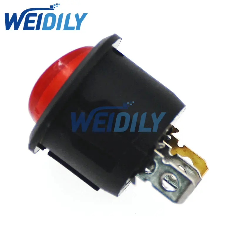 5PCS 23mm Diameter Red Light ON OFF SPST Round Rocker Switch 3 Pins 6A/250V 10A/125V AC Power Switch KCD1-105