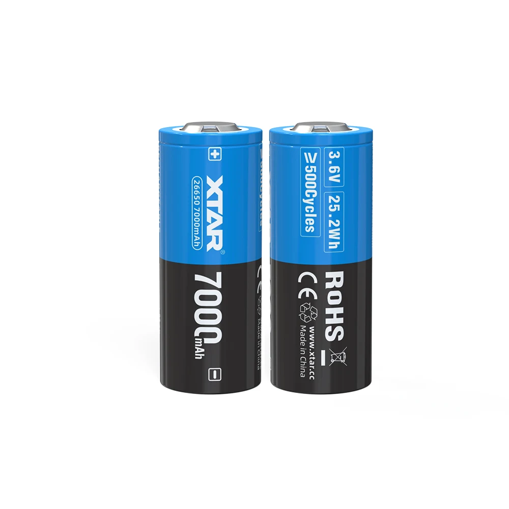 XTAR 26650 10 A 7000 mAh geschützter Li-Ionen-Akku mit hoher Kapazität