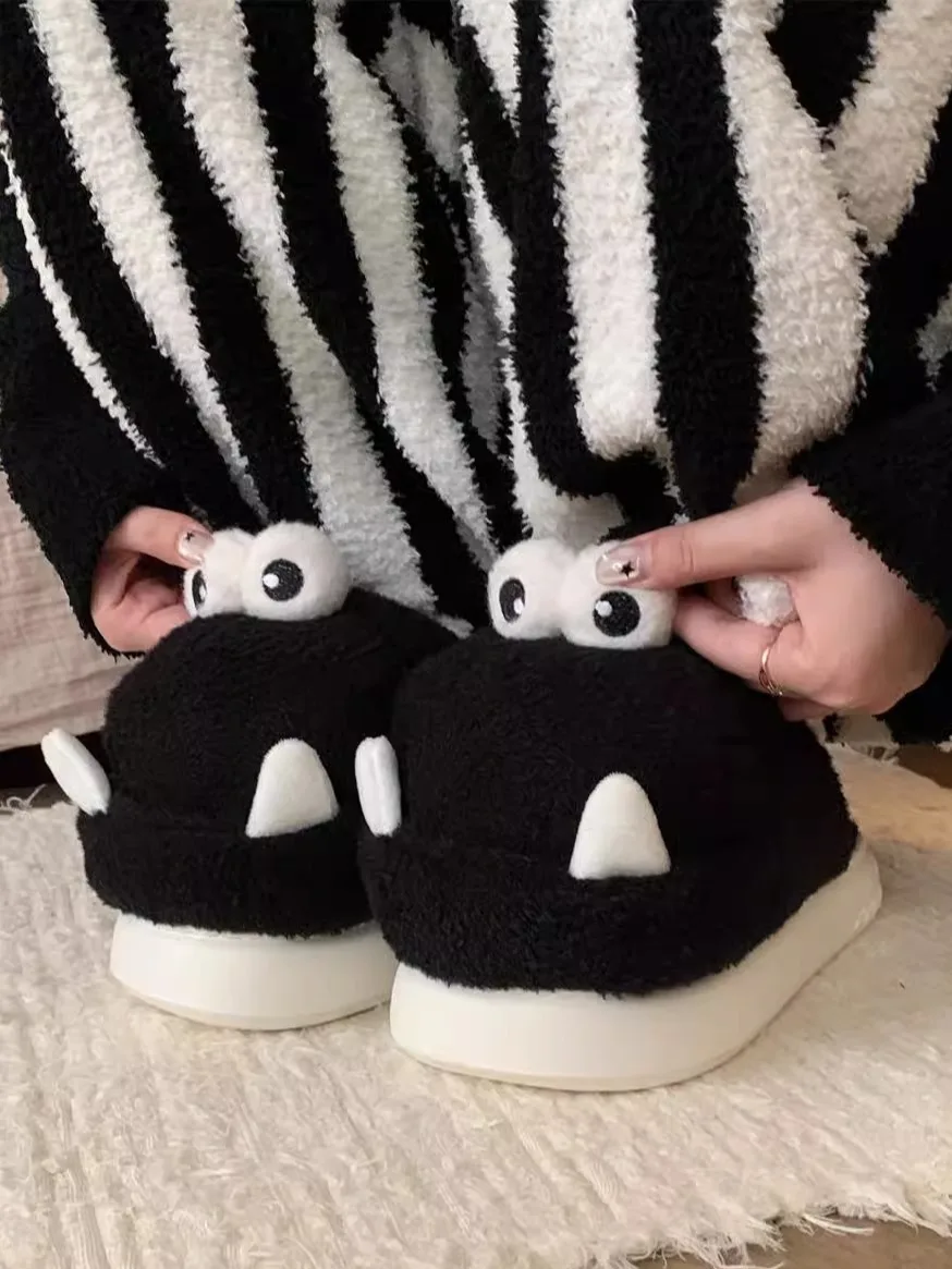 

Cute Crocodile Cotton Slippers For Men And Women 2024 Winter Couples Warm Indoor Home Slippers For Couple